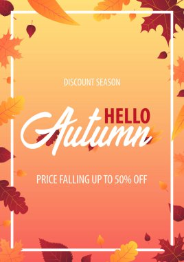 Sonbahar yaprakları satış veya promosyon posteri ve çerçeve belgesi veya web afiş alışveriş için arka plan. Vektör çizim şablonu.