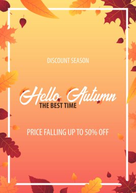 Sonbahar yaprakları satış veya promosyon posteri ve çerçeve belgesi veya web afiş alışveriş için arka plan. Vektör çizim şablonu.