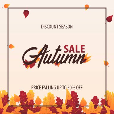 Sonbahar yaprakları satış veya promosyon posteri ve çerçeve belgesi veya web afiş alışveriş için arka plan. Vektör çizim şablonu.