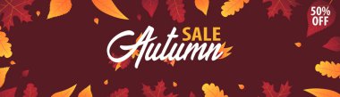 Sonbahar yaprakları satış veya promosyon posteri ve çerçeve belgesi veya web afiş alışveriş için arka plan. Vektör çizim şablonu.