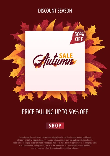 Sonbahar yaprakları satış veya promosyon posteri ve çerçeve belgesi veya web afiş alışveriş için arka plan. Vektör çizim şablonu.