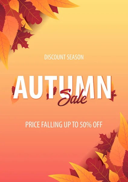 Autunno Sfondo con foglie per la vendita di shopping o poster promozionale e cornice volantino o banner web. Modello di illustrazione vettoriale . — Vettoriale Stock