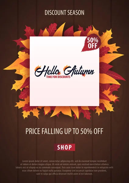 Sonbahar yaprakları satış veya promosyon posteri ve çerçeve belgesi veya web afiş alışveriş için arka plan. Vektör çizim şablonu.