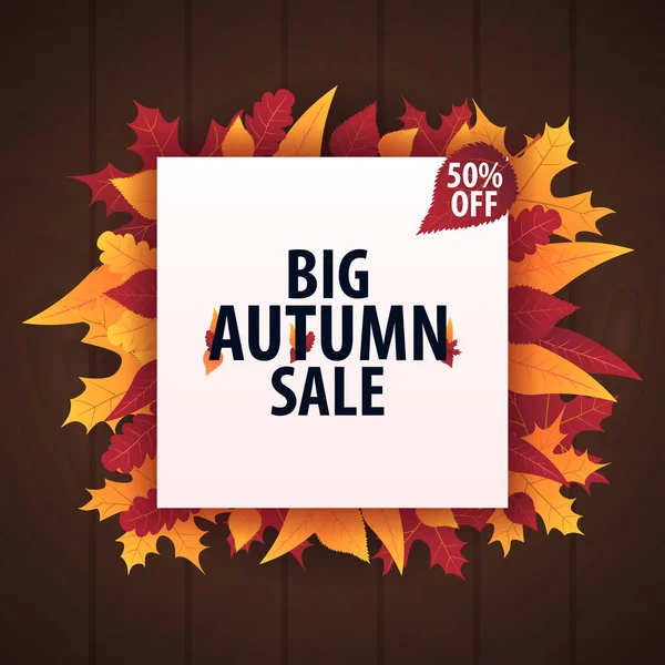 Sonbahar yaprakları satış veya promosyon posteri ve çerçeve belgesi veya web afiş alışveriş için arka plan. Vektör çizim şablonu.
