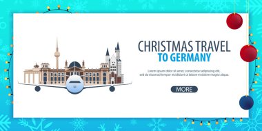 Almanya Noel seyahat. Kış seyahat. Vektör çizim.