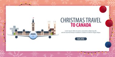 Noel seyahat Kanada. Kış seyahat. Vektör çizim.