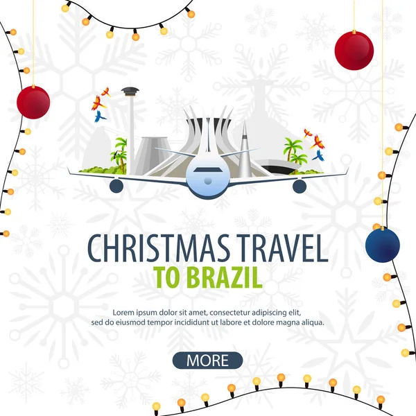 Christmas resor till Brasilien, Rio de Janeiro. Vinter resor. Vektorillustration. — Stock vektor