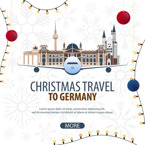 Viaje de Navidad a Alemania. Viajes de invierno. Ilustración vectorial . — Vector de stock