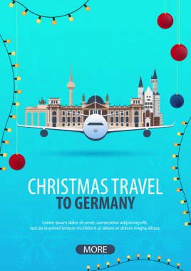 Almanya Noel seyahat. Kış seyahat. Vektör çizim.