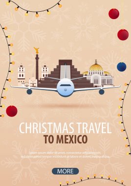 Meksika Noel seyahat. Kış seyahat. Vektör çizim.
