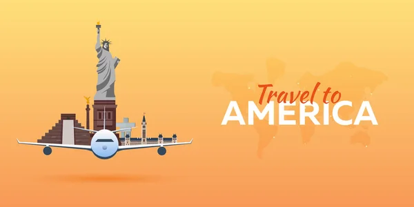 Travel to America, New York. Vector travel illustration. — Stock Vector