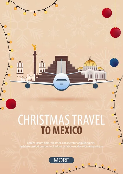 Meksika Noel seyahat. Kış seyahat. Vektör çizim.