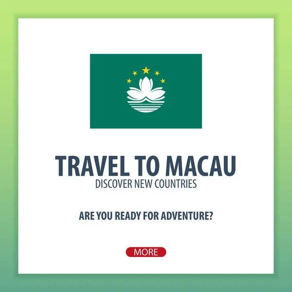 Viaje para Macau. Descubra e explore novos países. Viagem de aventura . —  Vetores de Stock