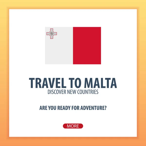 Reizen naar Malta. Ontdekken en verkennen van nieuwe landen. Avontuurlijke reis. — Stockvector