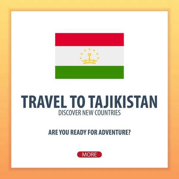 Voyage au Tadjikistan. Découvrez et explorez de nouveaux pays. Voyage aventure . — Image vectorielle