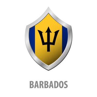 Barbados bayrağı parlak vektör çizim kalkan.