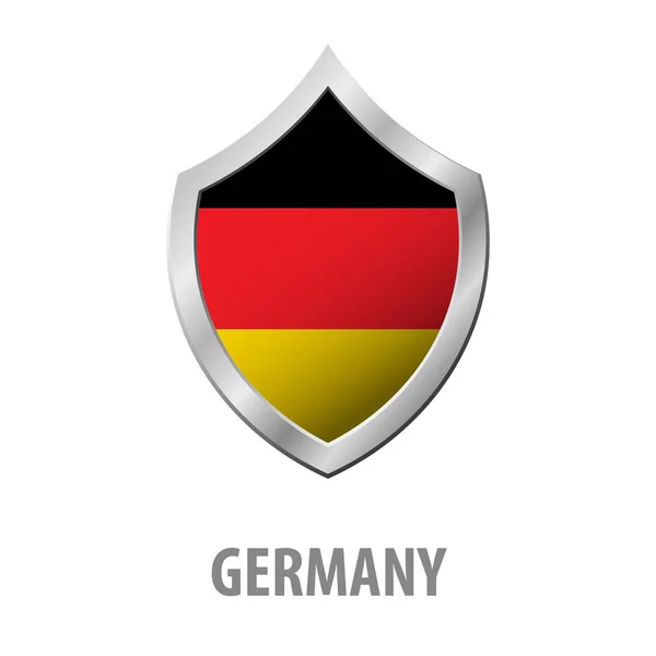 Germany flag on metal shiny shield vector illustration. — Stock Vector