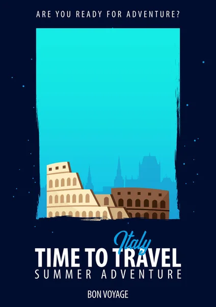 Włochy. Czas podróży. Podróży, podróży i wakacji. Ilustracja wektorowa podróży. — Wektor stockowy