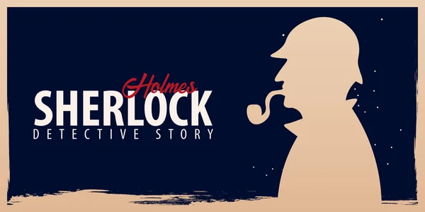Pancartas de Sherlock Holmes. Ilustración detective. Ilustración con Sherlock Holmes. Calle Baker 221B. Londres. Gran Prohibición . — Vector de stock