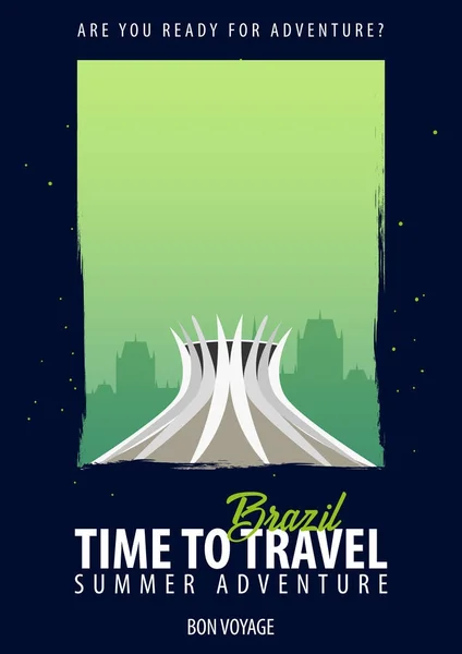 Brazylia. Czas podróży. Podróży, podróży i wakacji. Ilustracja wektorowa podróży. — Wektor stockowy