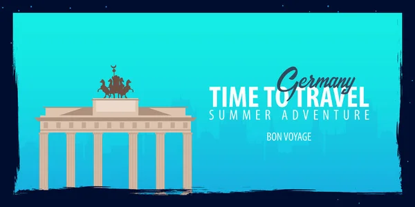 Banner de Alemania. Hora de viajar. Viaje, viaje y vacaciones. Ilustración plana del vector . — Vector de stock