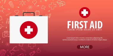 İlk yardım. Tıbbi geçmişi. Sağlık. Vektör tıp çizim.