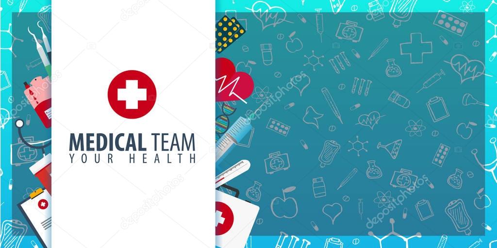 Medical Team. Medical background. Health care. Vector medicine illustration.