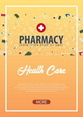 Eczane. Tıbbi geçmişi. Sağlık. Vektör tıp çizim.