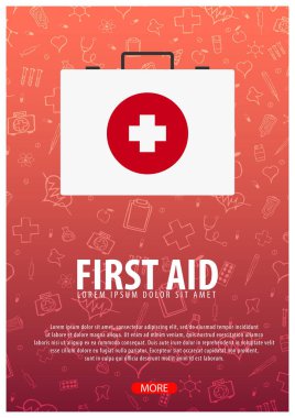 İlk yardım. Tıbbi geçmişi. Sağlık. Vektör tıp çizim.