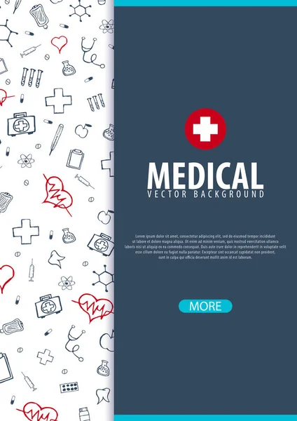 Modelo de design de folheto médico. Folheto com ícones de medicina inline, conceito moderno de infográfico para relatório anual. Vetor . — Vetor de Stock