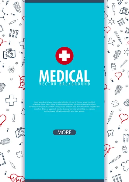 Medische Brochure ontwerpsjabloon. Flyer met inline geneeskunde pictogrammen, moderne Infographic Concept jaarverslag. Vector. — Stockvector