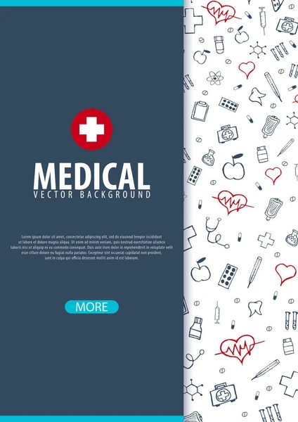 Designvorlage für medizinische Broschüren. Flyer mit Inline-Medizin-Symbolen, modernes Infografik-Konzept für Geschäftsbericht. Vektor. — Stockvektor