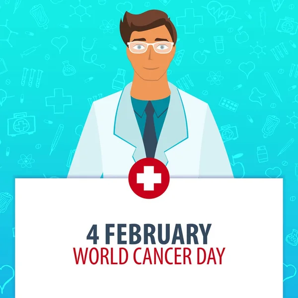 Vacances médicales. 4 février. Journée mondiale du cancer. Illustration de médecine vectorielle . — Image vectorielle