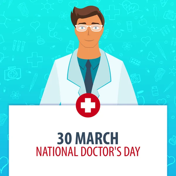 30 marzo. Festa nazionale dei medici. Vacanza medica. Illustrazione della medicina vettoriale . — Vettoriale Stock