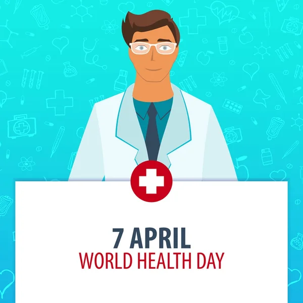 7 aprile. Giornata mondiale della sanità. Vacanza medica. Illustrazione della medicina vettoriale . — Vettoriale Stock