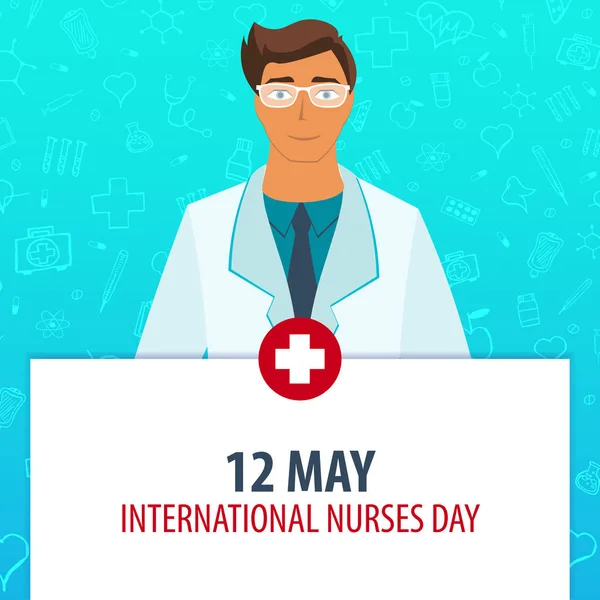 12 maggio. Giornata internazionale delle infermiere. Vacanza medica. Illustrazione della medicina vettoriale . — Vettoriale Stock