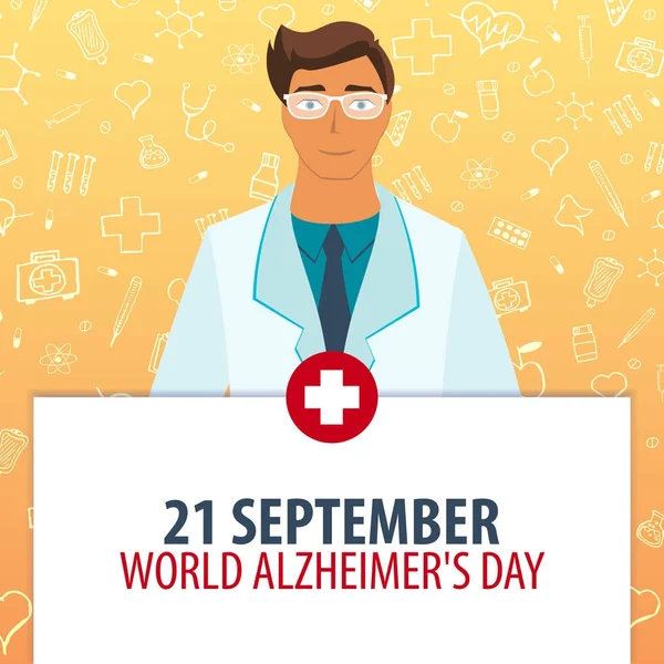 21 settembre. Giornata mondiale di Alzhemers. Vacanza medica. Illustrazione della medicina vettoriale . — Vettoriale Stock