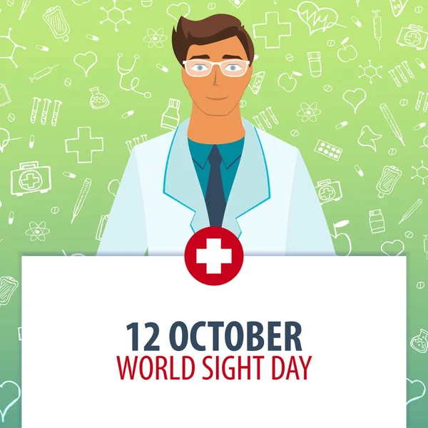 12 ottobre. Giornata mondiale della vista. Vacanza medica. Illustrazione della medicina vettoriale . — Vettoriale Stock