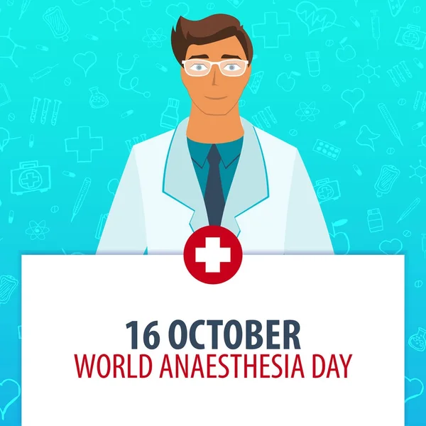 16 ottobre. Giornata mondiale dell'anestesia. Vacanza medica. Illustrazione della medicina vettoriale . — Vettoriale Stock