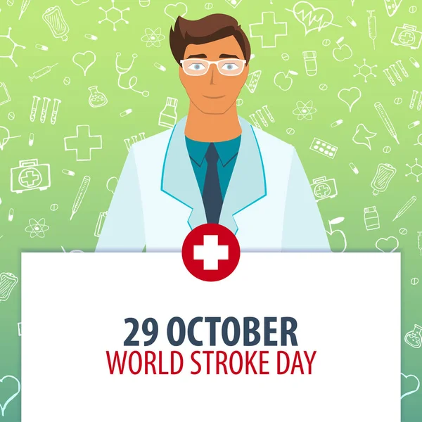 29 ottobre. Giornata mondiale dell'ictus. Vacanza medica. Illustrazione della medicina vettoriale . — Vettoriale Stock