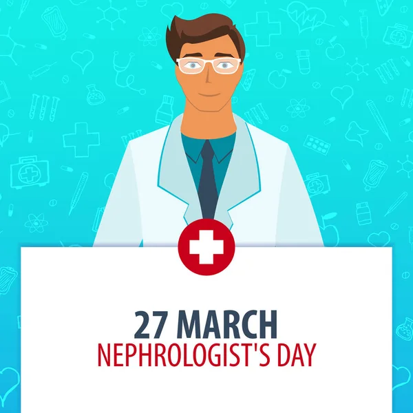 27 marzo. Giornata dei nefrologi. Vacanza medica. Illustrazione della medicina vettoriale . — Vettoriale Stock