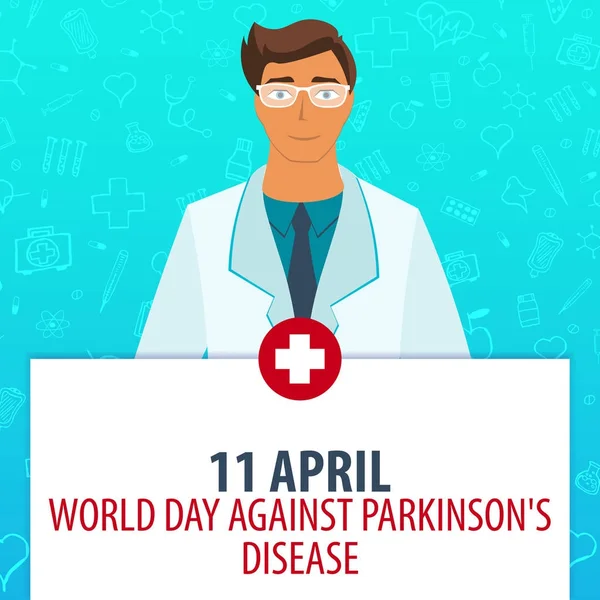 11 April. Werelddag tegen de ziekte van Parkinson. Medische vakantie. Vectorillustratie geneeskunde. — Stockvector