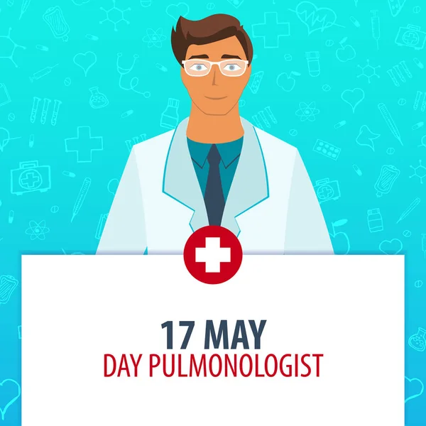 17 maggio. Giorno Polmonologo. Vacanza medica. Illustrazione della medicina vettoriale . — Vettoriale Stock
