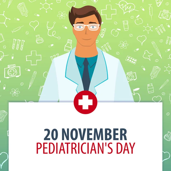 20 novembre. Giornata dei pediatri. Vacanza medica. Illustrazione della medicina vettoriale . — Vettoriale Stock