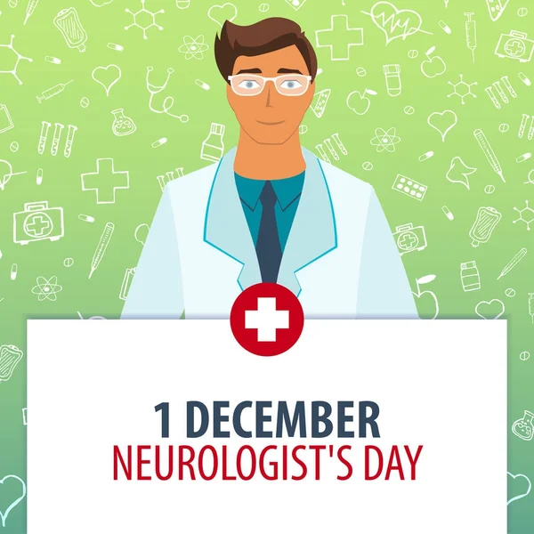 1 dicembre. Giornata dei neurologi. Vacanza medica. Illustrazione della medicina vettoriale . — Vettoriale Stock