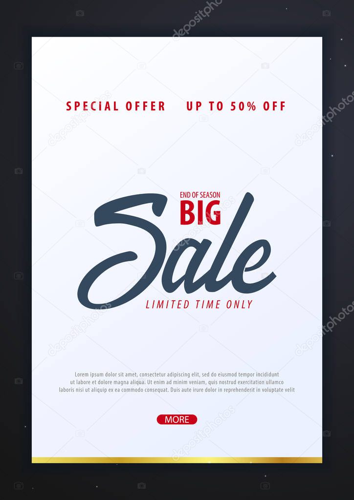 Sale poster or Flyer design. Discount background for the online store, shop, promotional leaflet, poster, banner. Vector illustration.