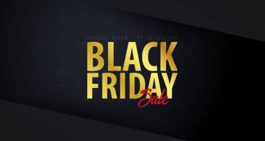 Siyah Cuma satış poster veya el ilanı. Arka plan online mağaza, dükkan, tanıtım broşür, poster, afiş için indirim. Vektör çizim.