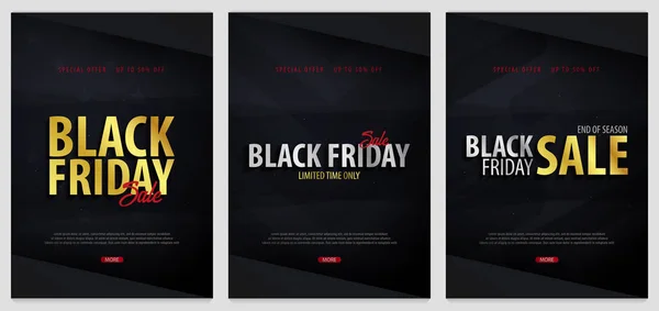 Set van Black Friday koop posters of Flyers. Korting achtergrond voor de online winkel, shop, promotiebrochure, poster, banner. Vectorillustratie. — Stockvector