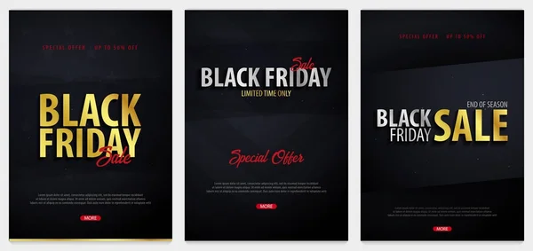 Set van Black Friday koop posters of Flyers. Korting achtergrond voor de online winkel, shop, promotiebrochure, poster, banner. Vectorillustratie. — Stockvector