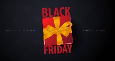 Siyah Cuma satış poster veya el ilanı. Arka plan online mağaza, dükkan, tanıtım broşür, poster, afiş için indirim. Vektör çizim.